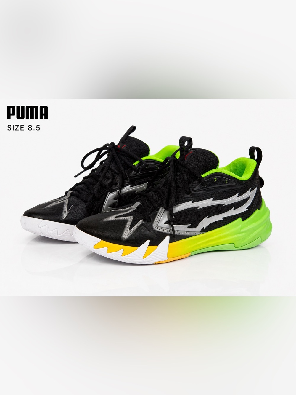Puma MB.01 Basketball Sneakers Men’s Size 8.5 Black Neon Green Athletic Shoes